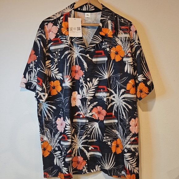 Curling Winter Sport Hawaiian Shirts Summer Button Down Mens Sz.XL - Picture 2 of 5